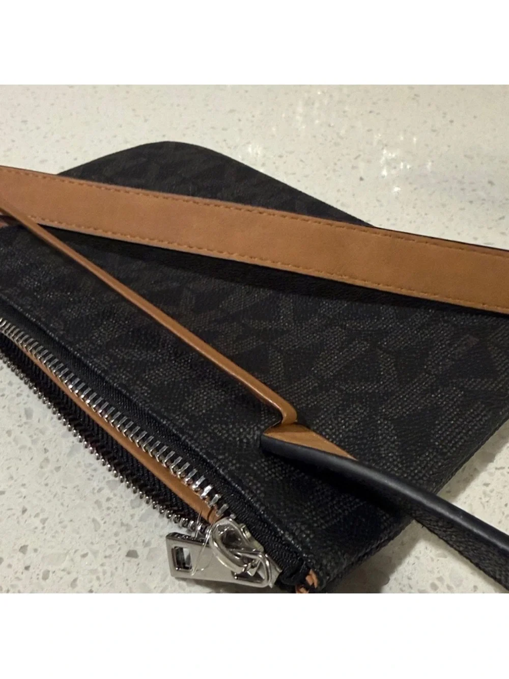Michael Kors‎ Logo Belt Bag Black Gray Brown Waist Fanny Pack Purse Sz Medium